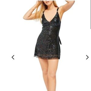 Free People Gold Rush Sequin Mini Slip Dress NWT